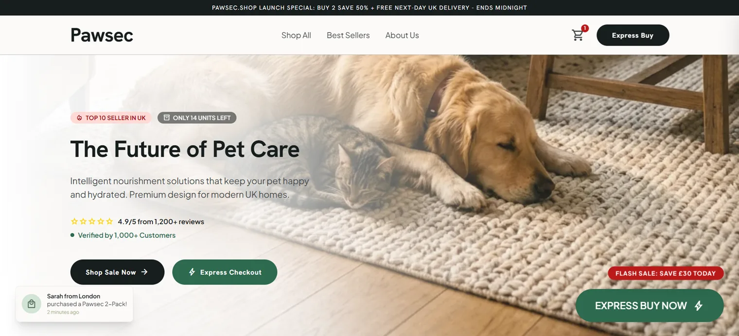 Pawsec Shop projesinden ekran görüntüsü